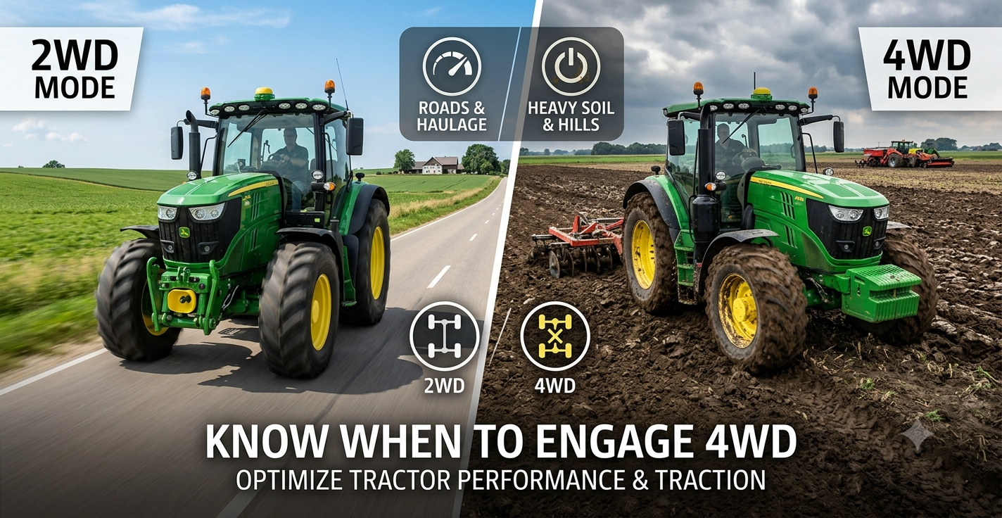 2WD vs 4WD tractor تراکتور 2WD در مقابل 4WD